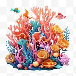 珊瑚生物漂亮元素立体免扣图案