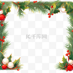 圆球树叶图片_边框装饰卡通圣诞节手绘元素