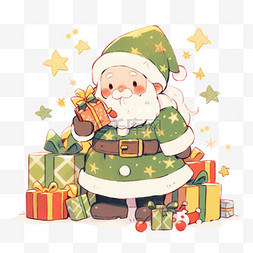 圣诞节星星灯图片_圣诞老人圣诞树卡通手绘圣诞节元