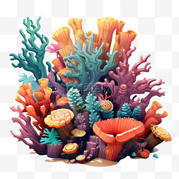 珊瑚ai生物元素立体免扣图案