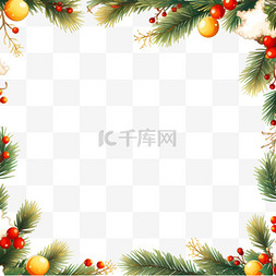 圆球树叶图片_圣诞节边框装饰卡通元素手绘