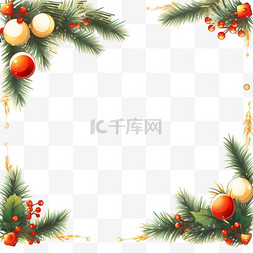 圆球树叶图片_边框装饰卡通手绘元素圣诞节