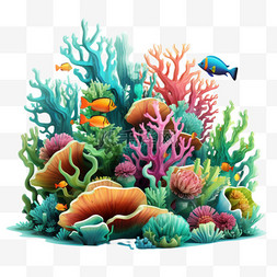 珊瑚生物海底元素立体免扣图案