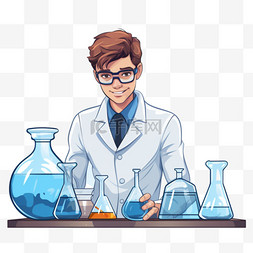 实验-化学图片_在实验室做实验的年轻科学家