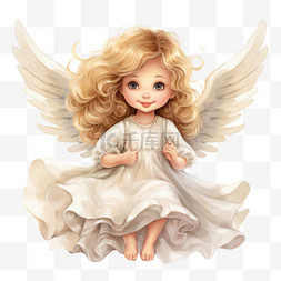 天使绘画孩子元素立体免扣图案