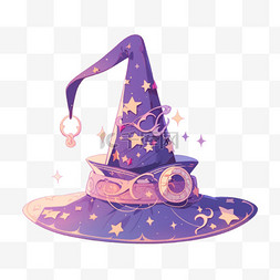 紫色魔法帽图片_手绘圣诞节魔法帽卡通元素