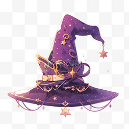 紫色背景手绘图片_卡通圣诞节魔法帽元素