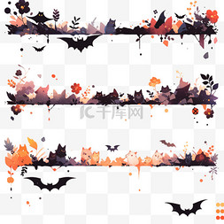 蝙蝠卡通图片_万圣节边框蝙蝠南瓜手绘卡通元素