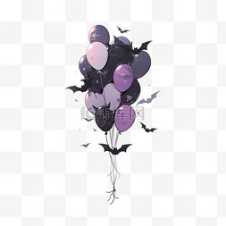 蝙蝠黑色图片_卡通万圣节气球蝙蝠手绘元素
