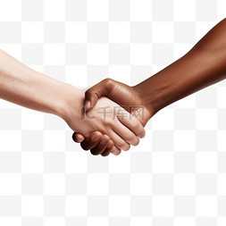 棕色皮肤和晒黑的皮肤手握手