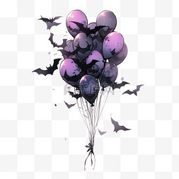 气球蝙蝠卡通手绘元素万圣节