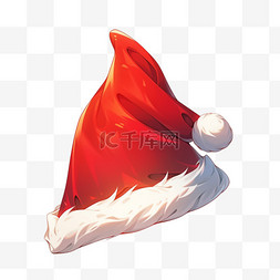 圣诞帽红色几何元素立体免扣图案