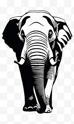 大象免扣元素插画可爱写实