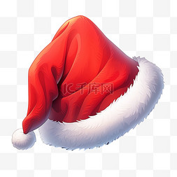 圣诞帽毛绒红色元素立体免扣图案