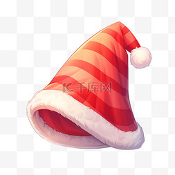圣诞帽条纹红色元素立体免扣图案
