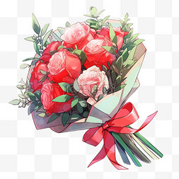 颜色鲜明背景图片_免抠元素感恩节玫瑰花手绘