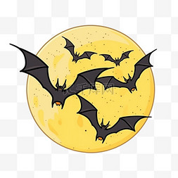 蝙蝠卡通图片_手绘万圣节月亮蝙蝠卡通元素