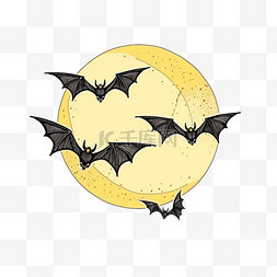 月亮万圣节蝙蝠卡通手绘元素