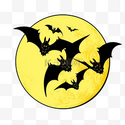 万圣节月亮卡通蝙蝠手绘元素
