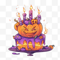 小蜡烛蛋糕图片_万圣节南瓜蜡烛蛋糕手绘卡通元素