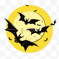万圣节卡通月亮蝙蝠手绘元素