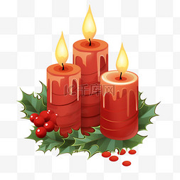 圣诞节蜡烛元素图片_圣诞节蜡烛卡通插画元素