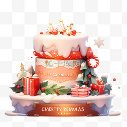 数字蛋糕数字图片_蛋糕丝带圣诞元素立体免扣图案