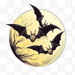 万圣节月亮卡通手绘蝙蝠元素