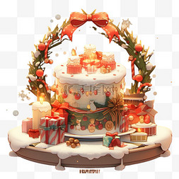 蛋糕装饰圣诞元素立体免扣图案