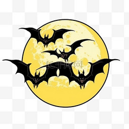 万圣节月亮蝙蝠手绘卡通元素