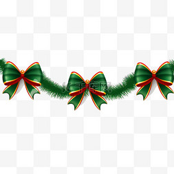 圣诞节松针叶蝴蝶结彩带装饰元素