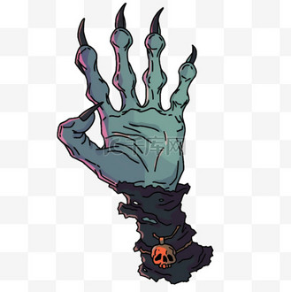 卡通万圣节魔鬼手手绘元素