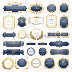 背景荣誉证书图片_蓝色和金色成就证书模板，镶有金