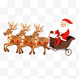 圣诞元旦易拉宝图片_拉着圣诞老人的小鹿插画元素