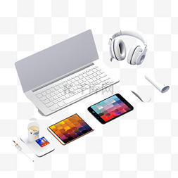 键盘耳机图片_桌子上有iPhone、耳机和键盘