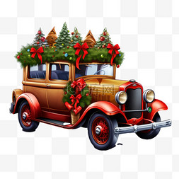 圣诞松树装饰图片_圣诞松树汽车元素立体免扣图案