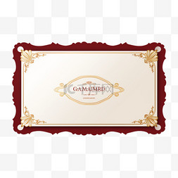 典雅奖状边框图片_带徽章和边框模板的豪华红金色证