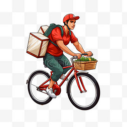 运送快递图片_运送食物的自行车快递员