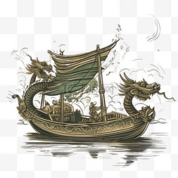 中国传统背景图片_手绘龙舟背景