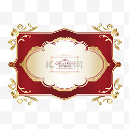 金质徽章图片_带徽章和边框模板的豪华红金色证