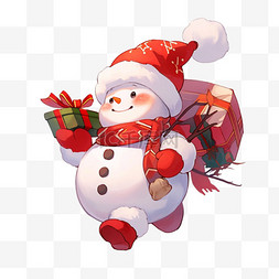 雪人礼物卡通手绘元素圣诞节