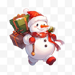 红小帽子图片_圣诞节卡通手绘雪人礼物元素