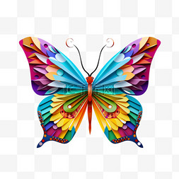 蝴蝶折纸特色元素立体免扣图案
