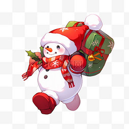 背篓卡通图片_圣诞节手绘雪人礼物卡通元素