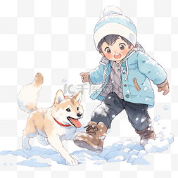 孩子创造性图片_冬天孩子卡通雪天玩耍手绘元素