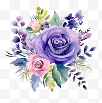 水彩花朵装饰图案图片素材_花朵水彩卡通元素立体免扣图案