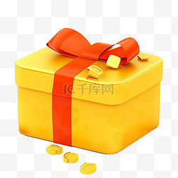 盒子里的金币图片_双十二3d礼盒金币免抠元素