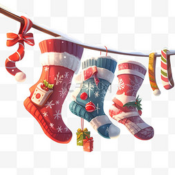 装饰图案吊饰图片_圣诞吊饰袜子元素立体免扣图案