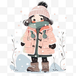 冬天时尚女孩卡通元素
