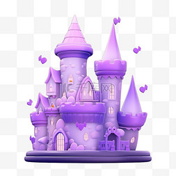 万圣节免抠紫色城堡3d元素